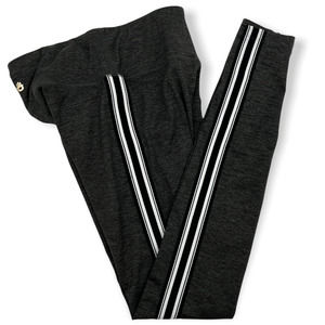 Spiritual Gangster Gray White Athletic Stripe Practice Leggings Size Small